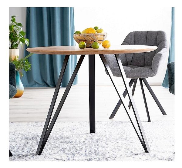 Jedálenský stôl Tetis, priemer 100 cm, dub / čierna