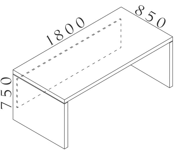 Stôl Lineart 180 x 85 cm, brest tmavý