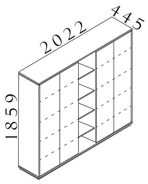 Vysoká skriňa Creator 202,2 x 44,5 x 185,9 cm, antracit / biela