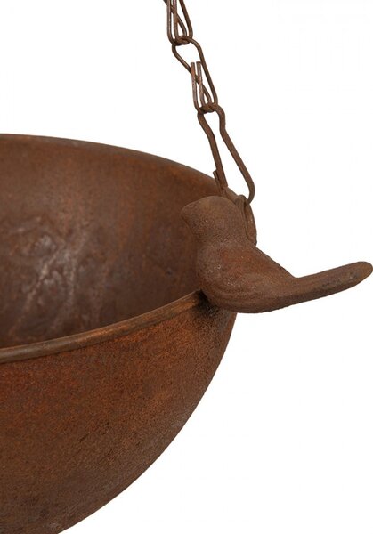 Kovová hrdzavá dekorácia krmítko pre vtáčiky Brocante - 30*21*14/50 cm - Clayre & Eef