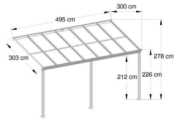 Hliníkový prístrešok na auto AVENBERG AVESTA BW8 5 × 3 m