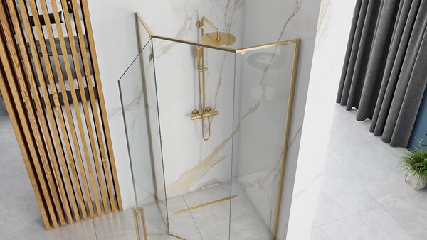 Rea Diamond Gold, päťuholníkový sprchový kút 100 x 100 cm, 6mm číre sklo, zlatá lesklá, REA-K6616