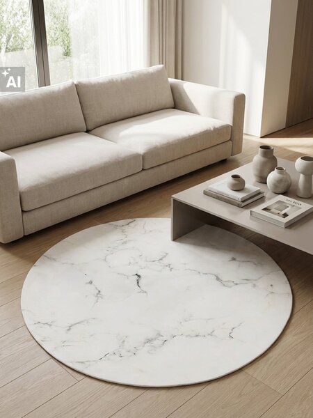 Sinsay - Covor rotund cu model marmorat - biela