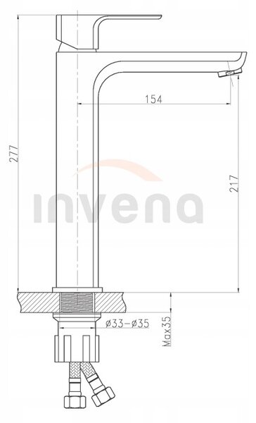 Invena Nyks, vysoká umývadlová batéria, chróm lesklý, INV-BU-28-W01-S