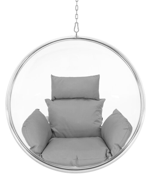 KONDELA Závesné kreslo, transparentná/strieborná/sivá, BUBBLE NEW TYP 1