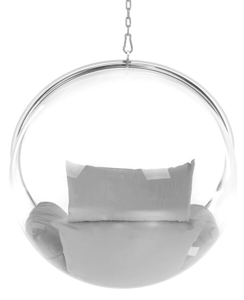 KONDELA Závesné kreslo, transparentná/strieborná/sivá, BUBBLE NEW TYP 1