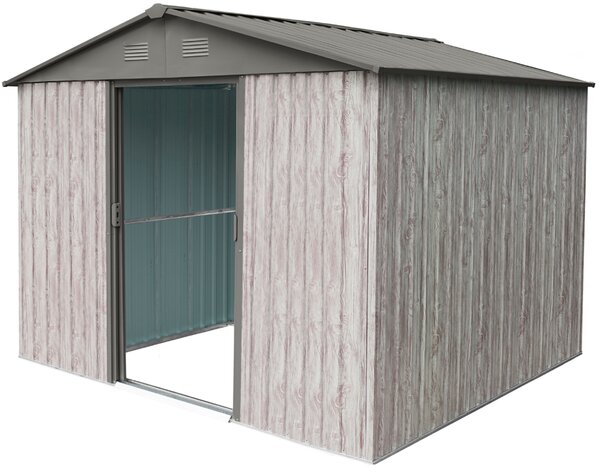 Záhradný domček BestBerg ZDB-7SD / 7,2 m² / 301 x 238 x 214 cm / dekor biele drevo / sivá