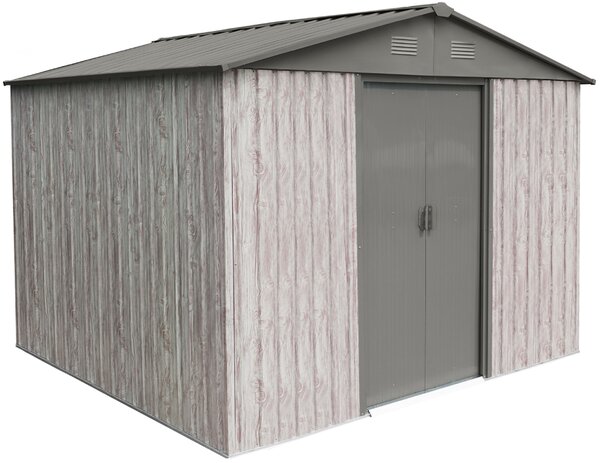 Záhradný domček BestBerg ZDB-7SD / 7,2 m² / 301 x 238 x 214 cm / dekor biele drevo / sivá