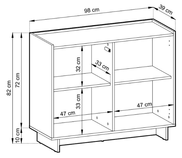 KOMODA IMPERIAL 2D KARAMELOVÝ DUB 98 cm
