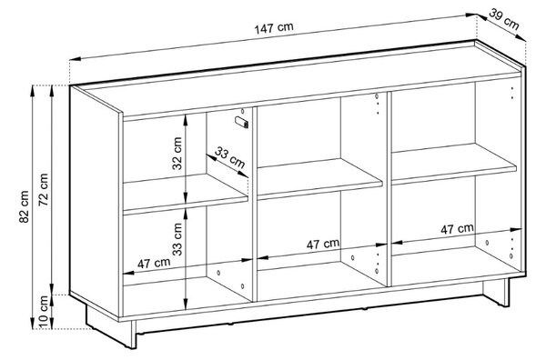 KOMODA IMPERIAL 3D KARAMELOVÝ DUB 147 cm