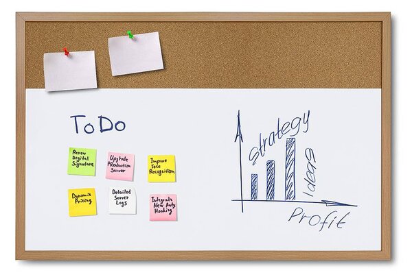 Combi Board whiteboard / korok 60 × 90 cm, biela