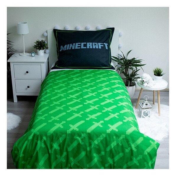 Bavlnené detské obliečky na jednolôžko 140x200 cm Minecraft Survival Mode - Jerry Fabrics