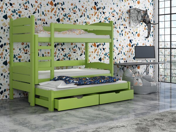 Detská poschodová posteľ 90 cm Celsa (zelená). Vlastná spoľahlivá doprava až k Vám domov. 615036