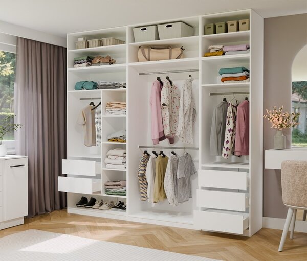 TP Living Modulární otevřená šatní skříň Openo 1W1P3S 60 cm bílá