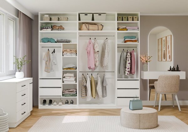 TP Living Modulární otevřená šatní skříň Openo 1W1P3S 60 cm bílá