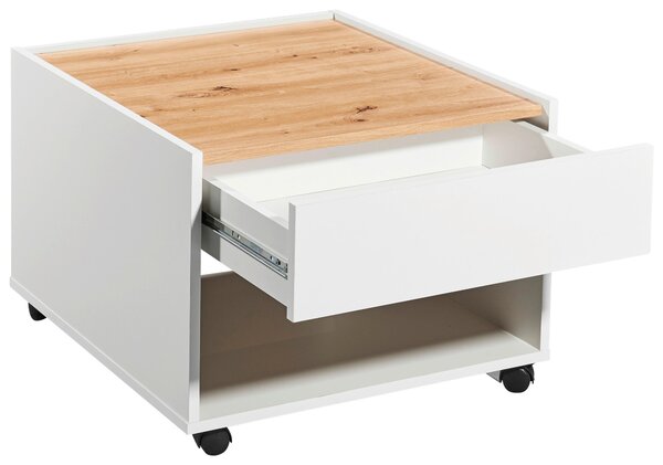 KONFERENČNÝ STOLÍK, biela, dub artisan, kompozitné drevo, 60/60/45 cm Boxxx - Stolíky do obývačky, Online Only