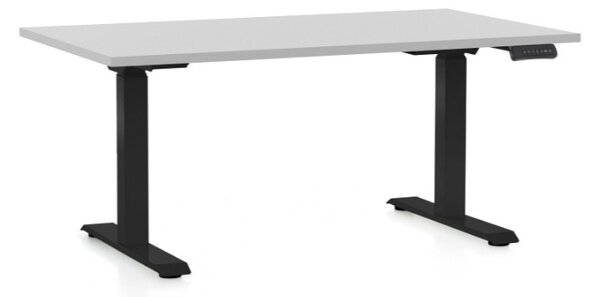 Výškovo nastaviteľný stôl OfficeTech C, 140 x 80 cm, čierna podnož, svetlo sivá