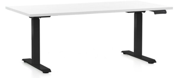 Výškovo nastaviteľný stôl OfficeTech C, 160 x 80 cm, čierna podnož, biela