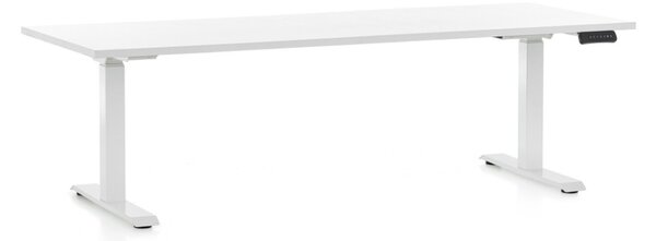 Výškovo nastaviteľný stôl OfficeTech C, 200 x 80 cm, biela podnož, biela