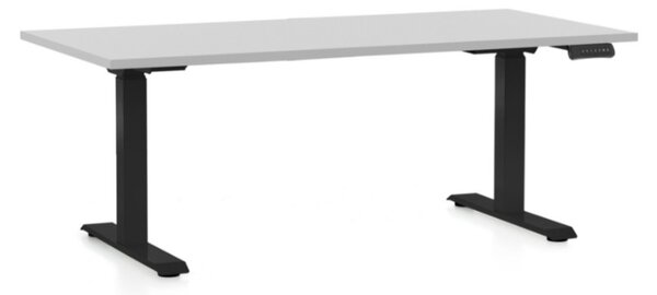 Výškovo nastaviteľný stôl OfficeTech C, 160 x 80 cm, čierna podnož, svetlo sivá