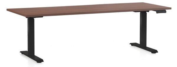 Výškovo nastaviteľný stôl OfficeTech C, 200 x 80 cm, čierna podnož, orech