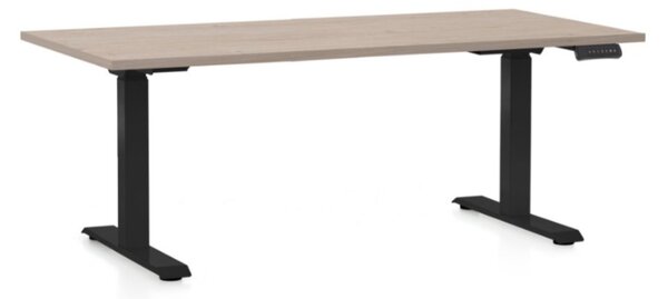 Výškovo nastaviteľný stôl OfficeTech C, 160 x 80 cm, čierna podnož, dub