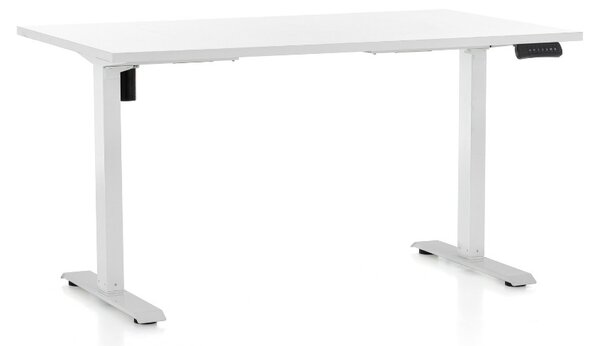 Výškovo nastaviteľný stôl OfficeTech B, 120 x 80 cm, biela podnož, biela
