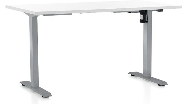 Výškovo nastaviteľný stôl OfficeTech A, 120 x 80 cm, sivá podnož, biela
