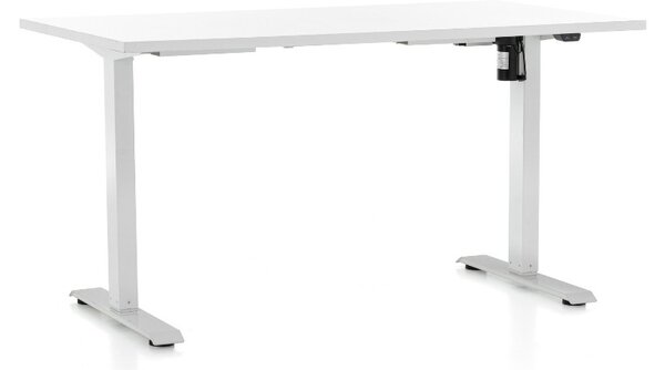 Výškovo nastaviteľný stôl OfficeTech A, 120 x 80 cm, biela podnož, biela