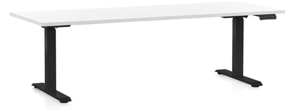 Výškovo nastaviteľný stôl OfficeTech C, 200 x 80 cm, čierna podnož, biela