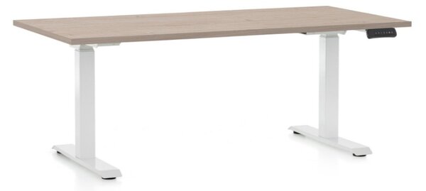 Výškovo nastaviteľný stôl OfficeTech C, 160 x 80 cm, biela podnož, dub