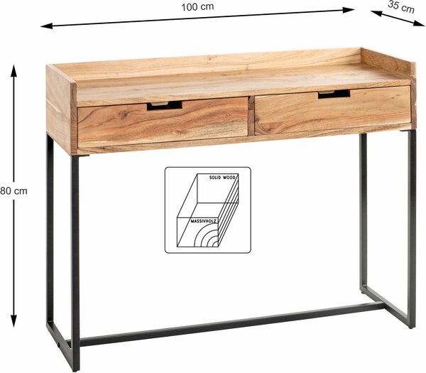 KONZOLOVÝ STOLÍK, akácia, čierna, farba akácie, 100/35/80 cm - Stolíky do obývačky, Online Only