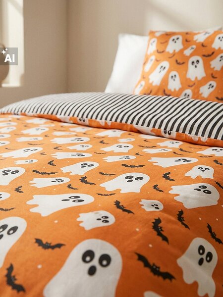 Sinsay - Súprava posteľnej bielizne s halloweenskym motívom - oranžová