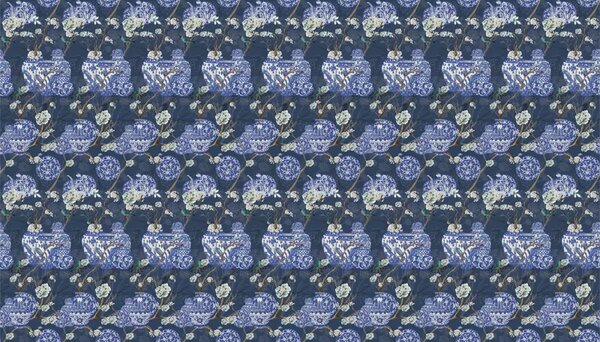 VLADILA Hydrangea And Ginger Tea Party Blue - tapeta