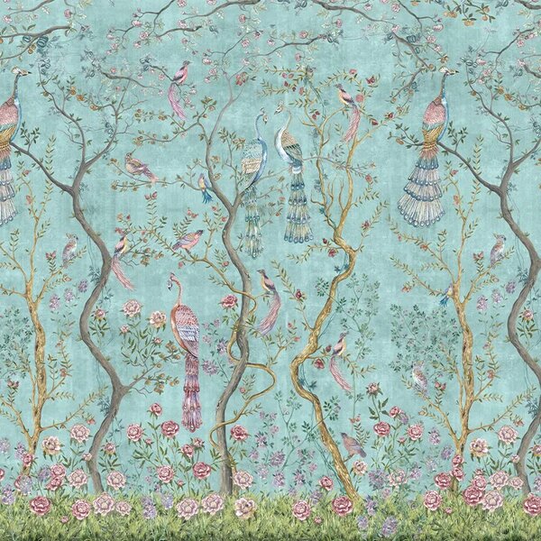 VLADILA Peacock Chinoiserie In Turquoise - tapeta