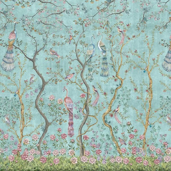 VLADILA Peacock Chinoiserie In Turquoise - tapeta