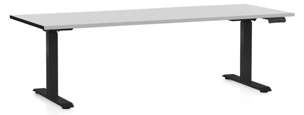 Výškovo nastaviteľný stôl OfficeTech D, 200 x 80 cm, čierna podnož, svetlo sivá