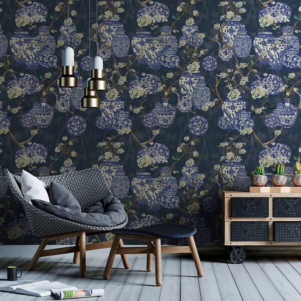 VLADILA Hydrangea And Ginger Tea Party Blue - tapeta