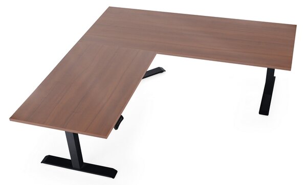 Výškovo nastaviteľný stôl OfficeTech Angle, 180 x 200 cm, čierna podnož, orech