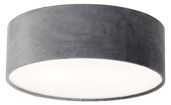 Moderné stropné svietidlo sivé 30 cm so zlatým vnútrom - Drum