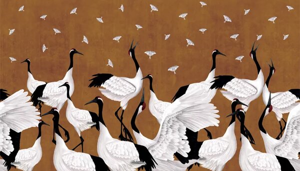 VLADILA Grus Japonesis In Ochre - tapeta