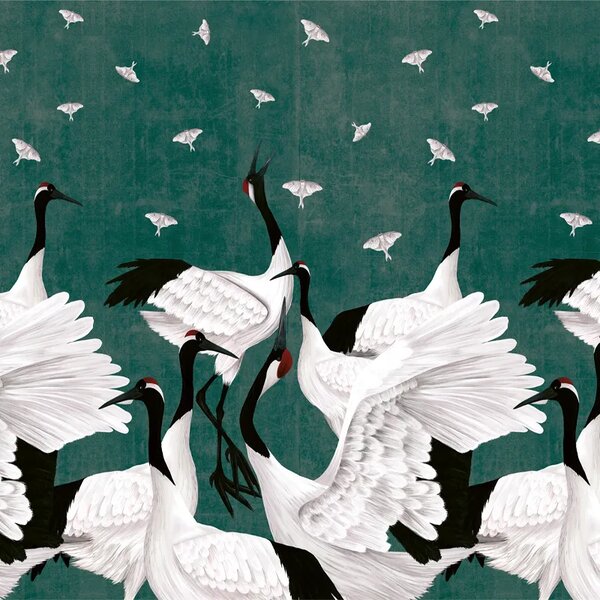 VLADILA Grus Japonesis In Green - tapeta