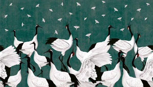 VLADILA Grus Japonesis In Green - tapeta
