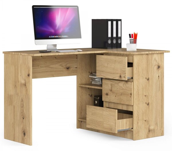 Ak furniture Rohový písací stôl B16 124 cm dub artisan pravý