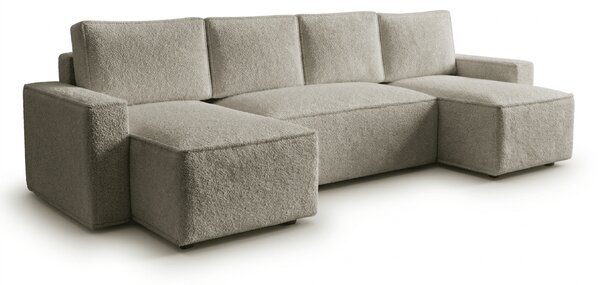 Rozkladacia sedacia súprava do U SMART BOUCLE 303x143 cm, sivobéžová