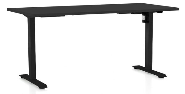 Výškovo nastaviteľný stôl OfficeTech A, 160 x 80 cm, čierna podnož, čierna