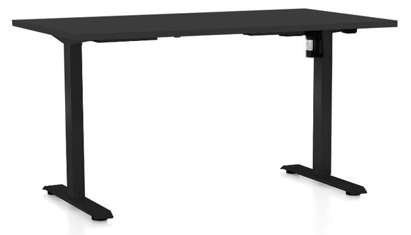 Výškovo nastaviteľný stôl OfficeTech A, 140 x 80 cm, čierna podnož, čierna