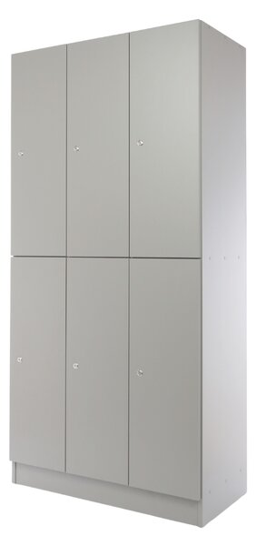 Drevená šatníková skrinka Visio LUX - 6 boxov, 90 x 45 x 185 cm, cylindrický zámok, sivá