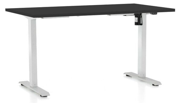 Výškovo nastaviteľný stôl OfficeTech A, 120 x 80 cm, biela podnož, čierna
