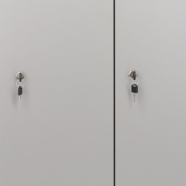 Drevená šatníková skrinka Visio LUX - 6 boxov, 90 x 45 x 185 cm, cylindrický zámok, sivá